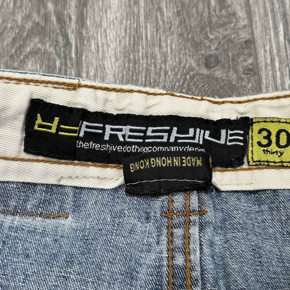 Vintage Fresh Jive Blue Baggy Wide Leg Jeans Thrashed Size 30x28 Skater Rave Y2K - Picture 4 of 9